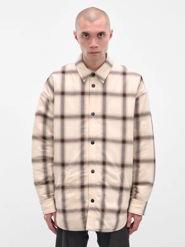 Beige Flannel Button-Up Shirt (FN-MN-OUTW001189-BEIGE-MULTI) sold by lorenzo