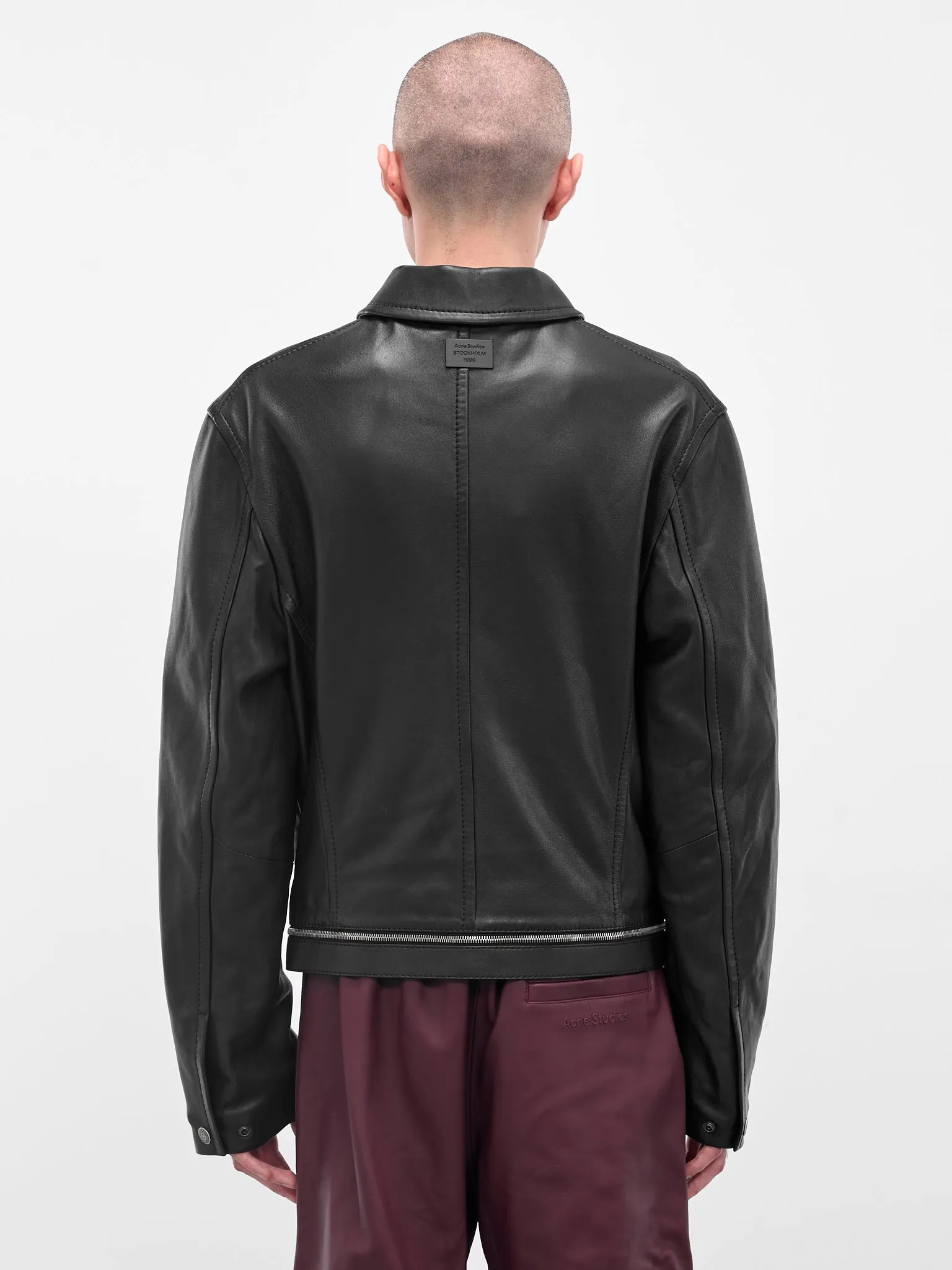 Black Lamb Leather Zip Jacket (FN-MN-LEAT000304-BLACK) sold by lorenzo product image thumbnail 3