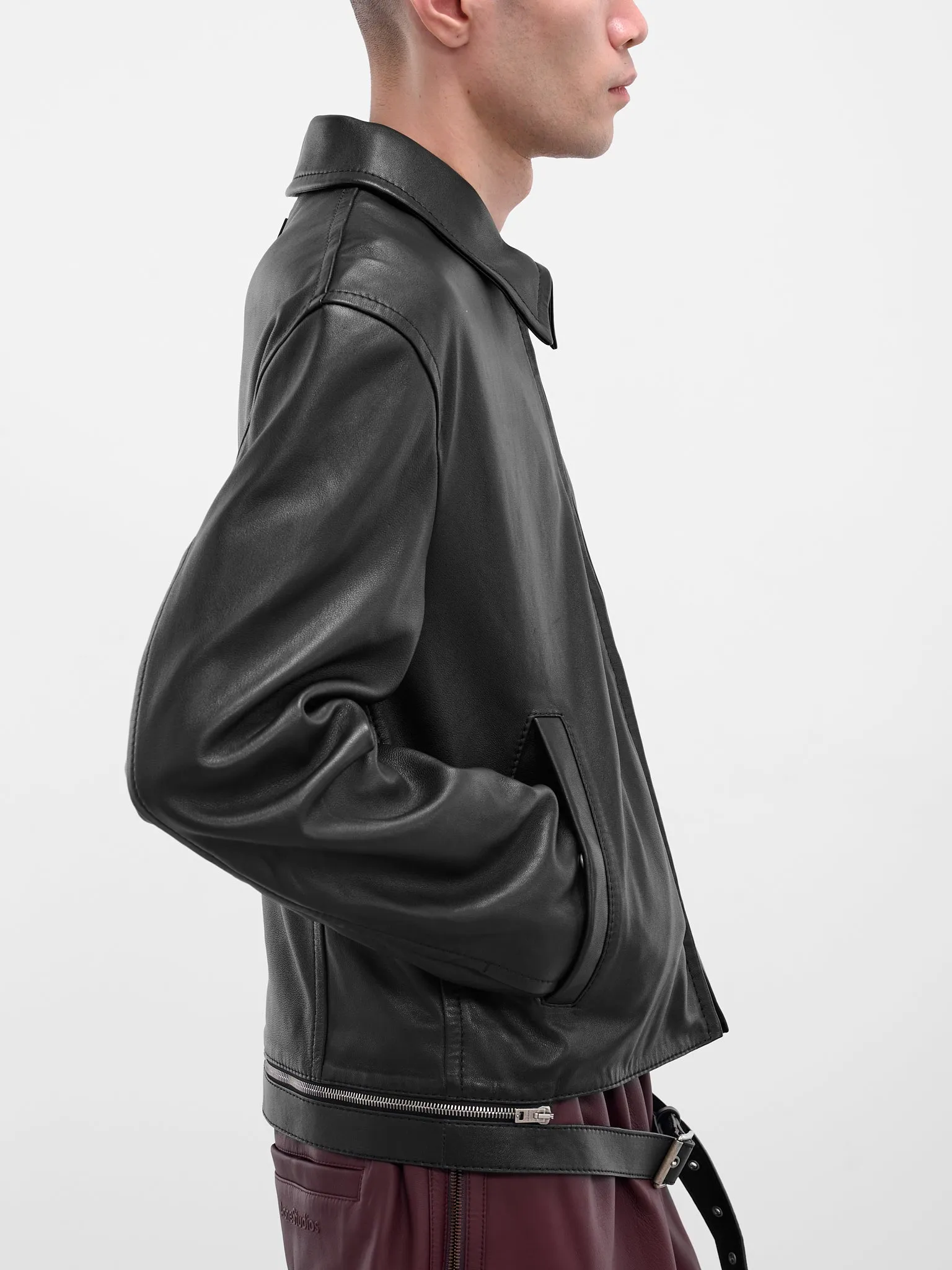 Black Lamb Leather Zip Jacket (FN-MN-LEAT000304-BLACK) sold by lorenzo product image thumbnail 5