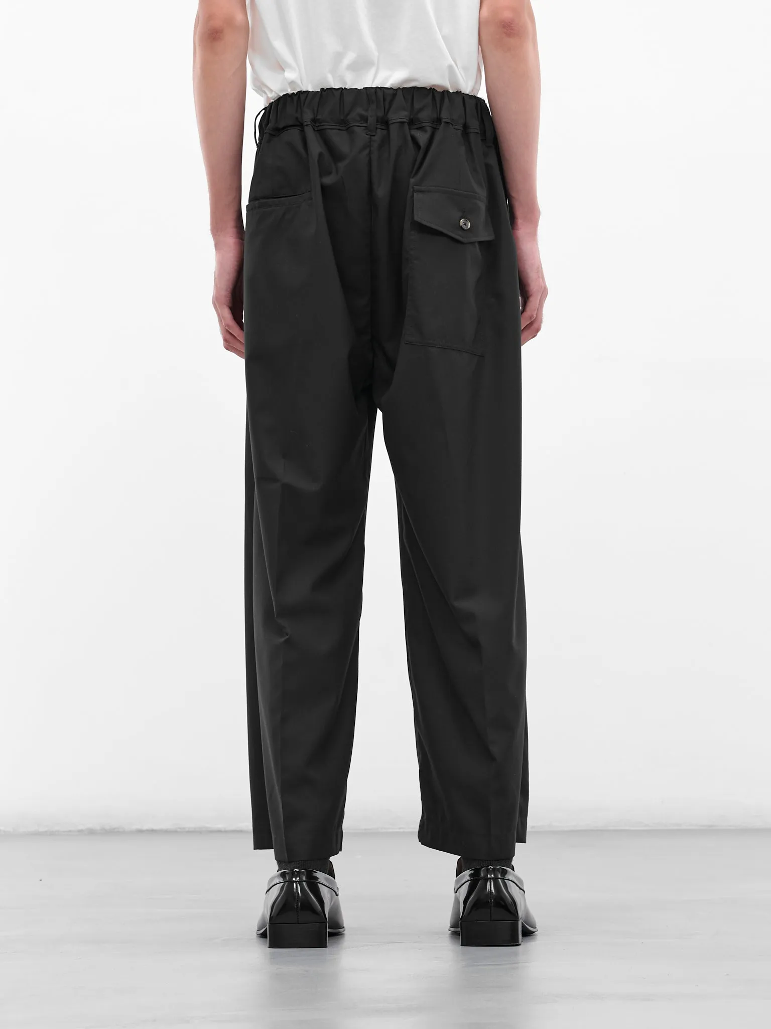 Black Pleated Drawstring Wide Trousers (SLEC-HP-BL-BLACK) sold by lorenzo product image thumbnail 3