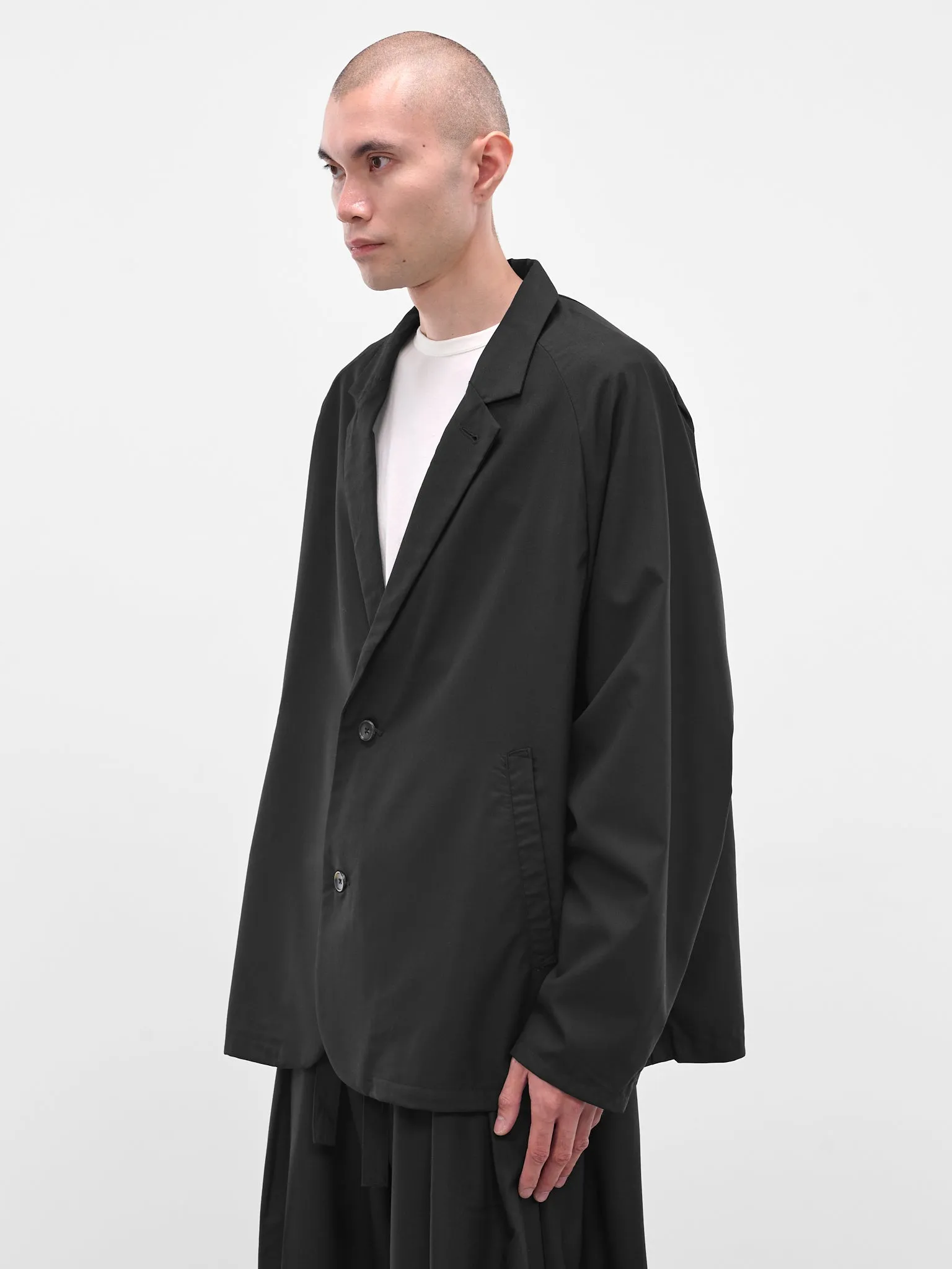 Black Wool-Blend Unstructured Blazer (SLEC-2BJK-BL-BLACK) sold by lorenzo product image thumbnail 2