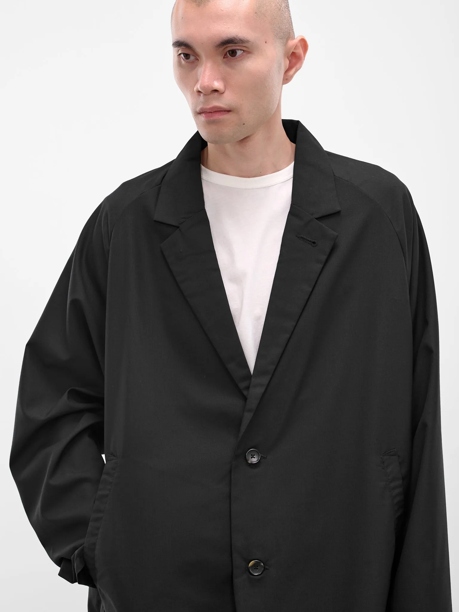 Black Wool-Blend Unstructured Blazer (SLEC-2BJK-BL-BLACK) sold by lorenzo product image thumbnail 5