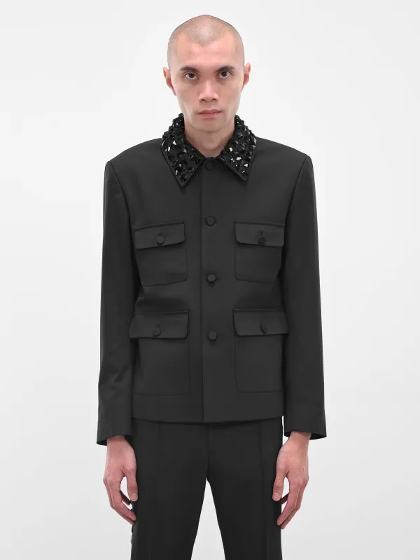 Swarovski Crystal Tailored Utility Jacket (BL44CR-AM44-BLACK-W-SWAROVSKI) sold by lorenzo