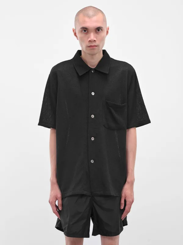 Black Borrowed Button-Down Shirt (MR192BB-BLACK-VOILE) sold by lorenzo