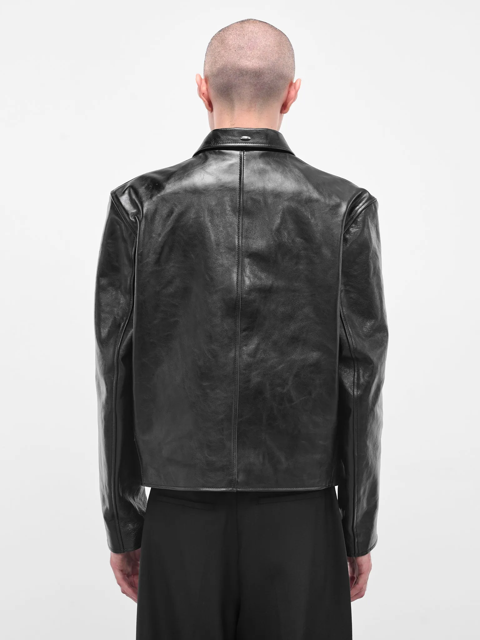 Black Leather Mini Jacket (M4239MTD-TOP-DYED-BLACK) sold by lorenzo product image thumbnail 3