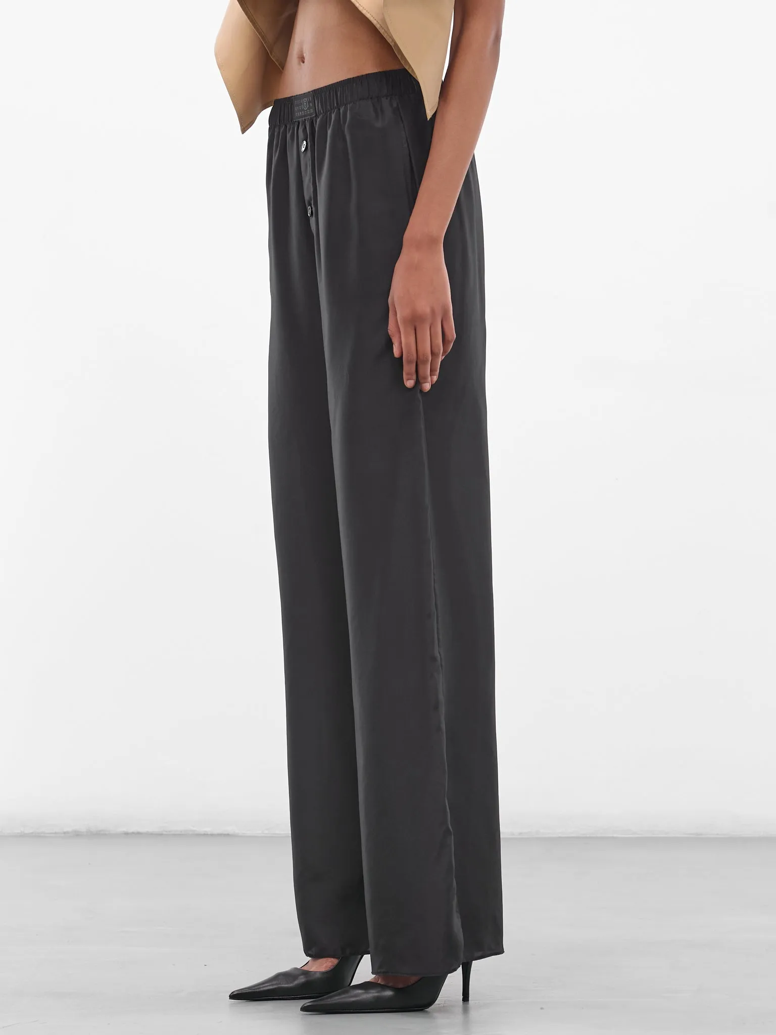 Black Silk Relaxed Trousers (S52KA0529-M35244-900-BLACK) sold by lorenzo product image thumbnail 2