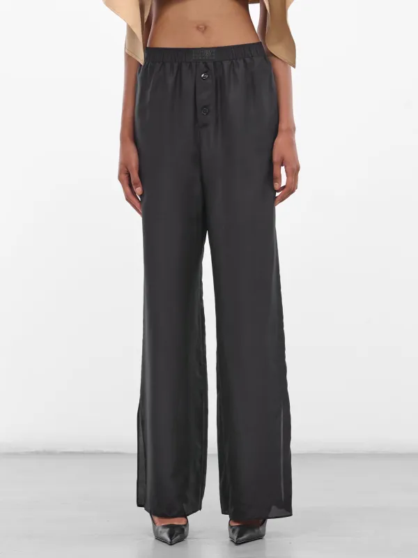 Black Silk Relaxed Trousers (S52KA0529-M35244-900-BLACK) sold by lorenzo