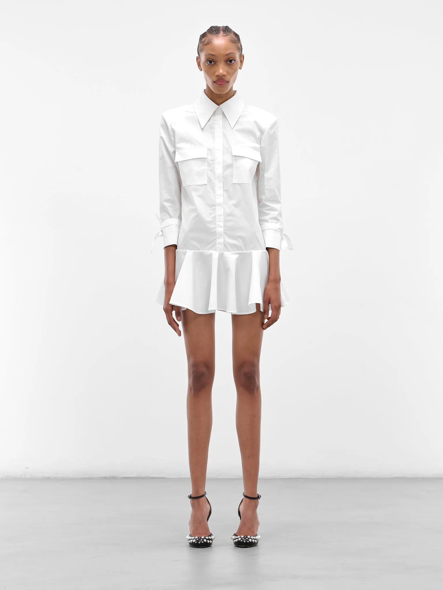 White Cotton Poplin Mini Dress (POPELINE-DRESS-WHITE) sold by lorenzo