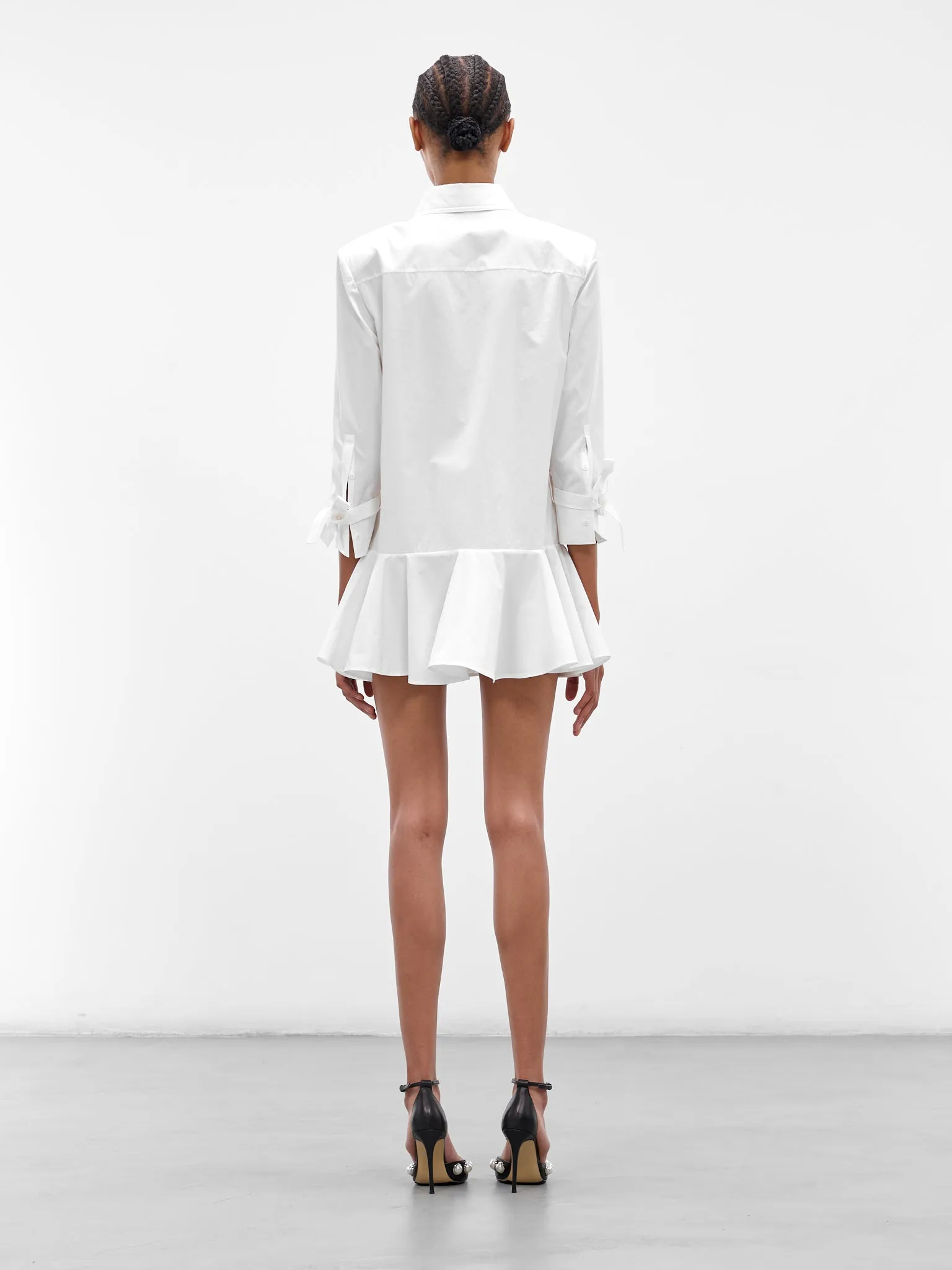 White Cotton Poplin Mini Dress (POPELINE-DRESS-WHITE) sold by lorenzo product image thumbnail 3