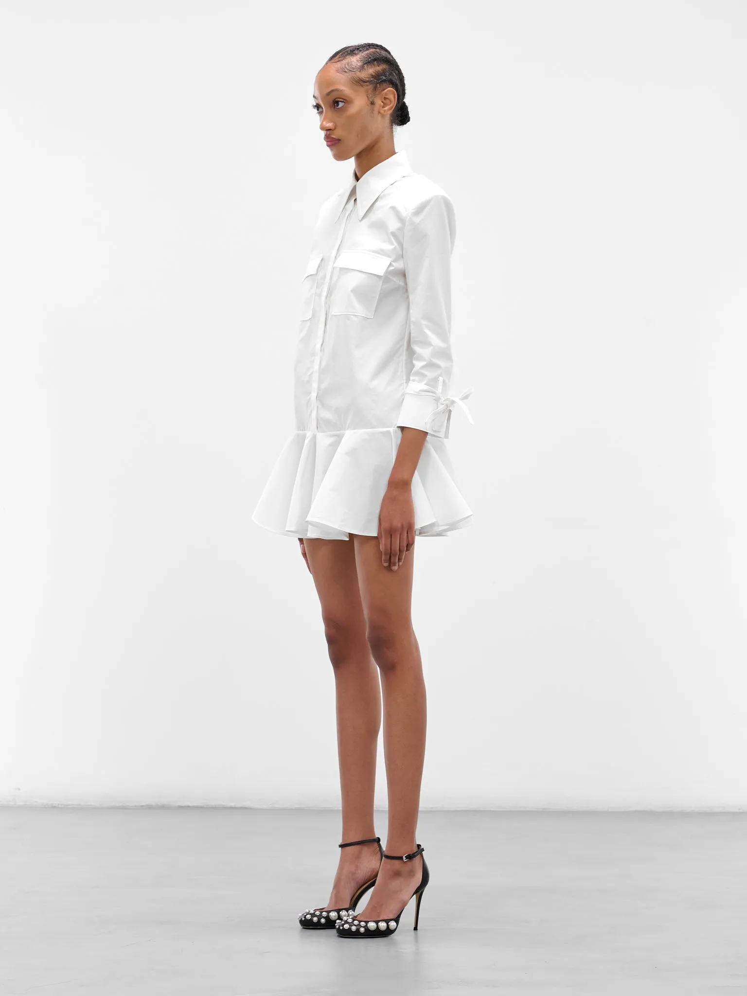White Cotton Poplin Mini Dress (POPELINE-DRESS-WHITE) sold by lorenzo product image thumbnail 2