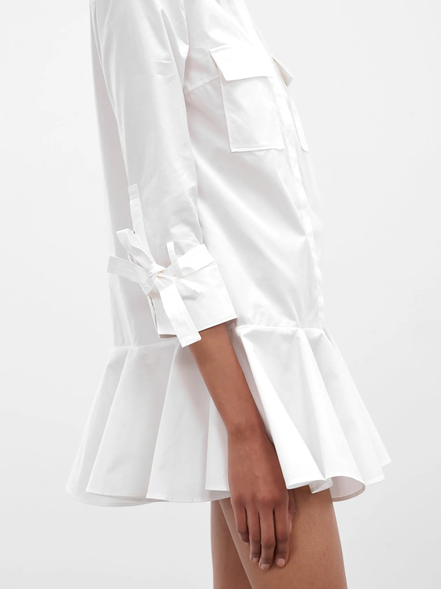 White Cotton Poplin Mini Dress (POPELINE-DRESS-WHITE) sold by lorenzo product image thumbnail 4