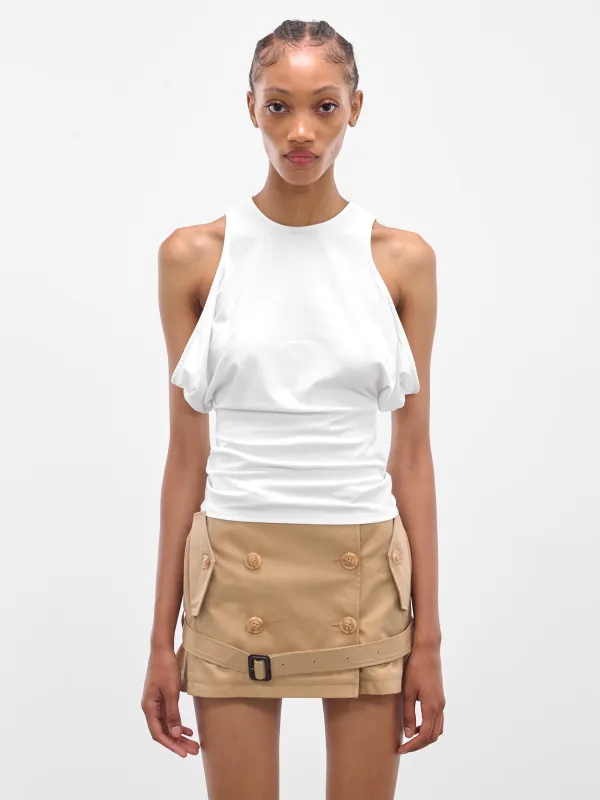 White Draped Bubble Tank Top (BUBBLE-TOP-WHITE) sold by lorenzo