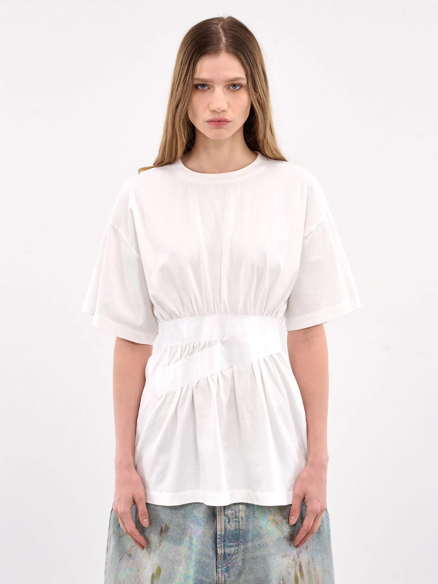 White Taped Cotton Jersey Tee (S52GC0335-M20048-101-WHITE) sold by lorenzo