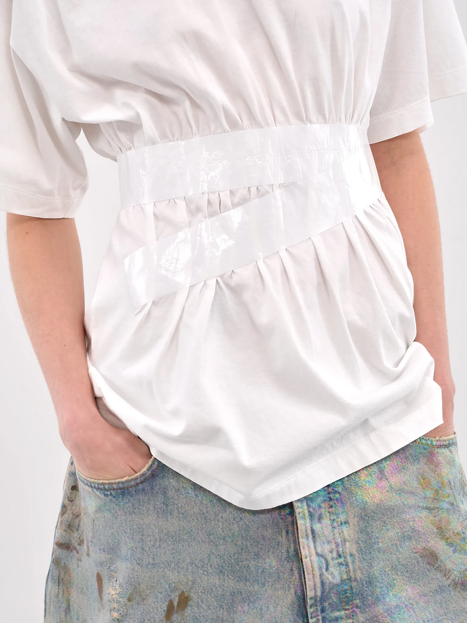 White Taped Cotton Jersey Tee (S52GC0335-M20048-101-WHITE) sold by lorenzo product image thumbnail 5