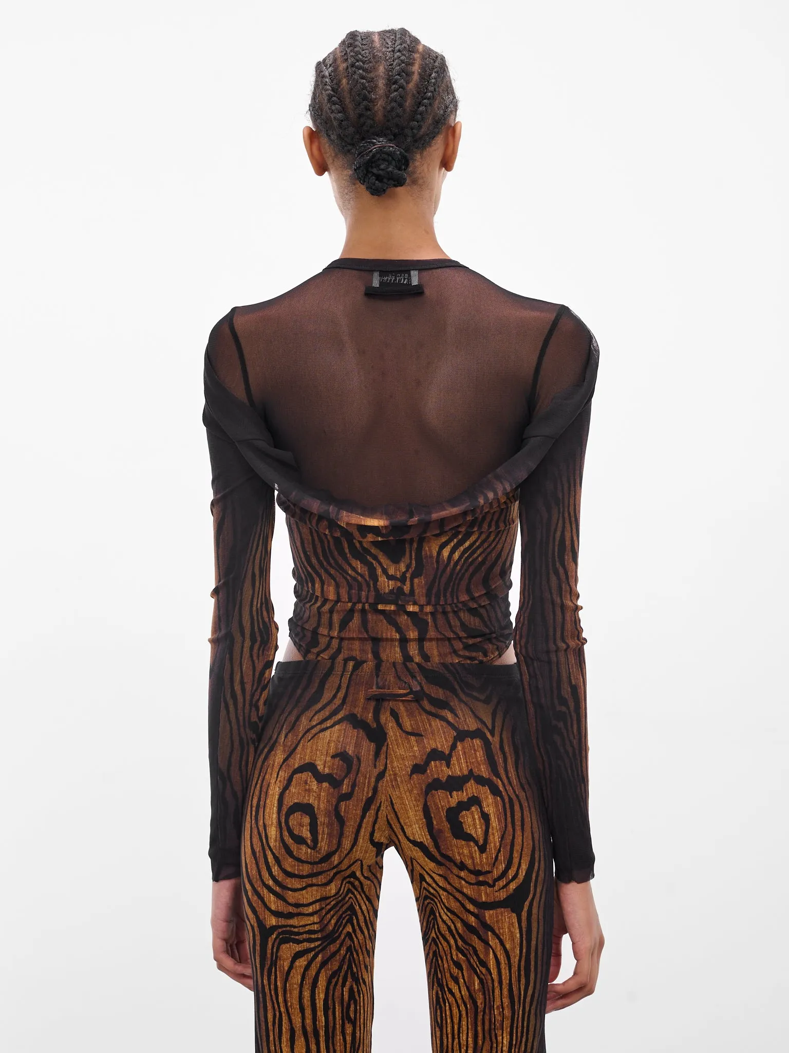 Black Printed Abstract Nylon Bodysuit (25-03-W-TO314-M002P-BLACK-BROW) sold by lorenzo product image thumbnail 3