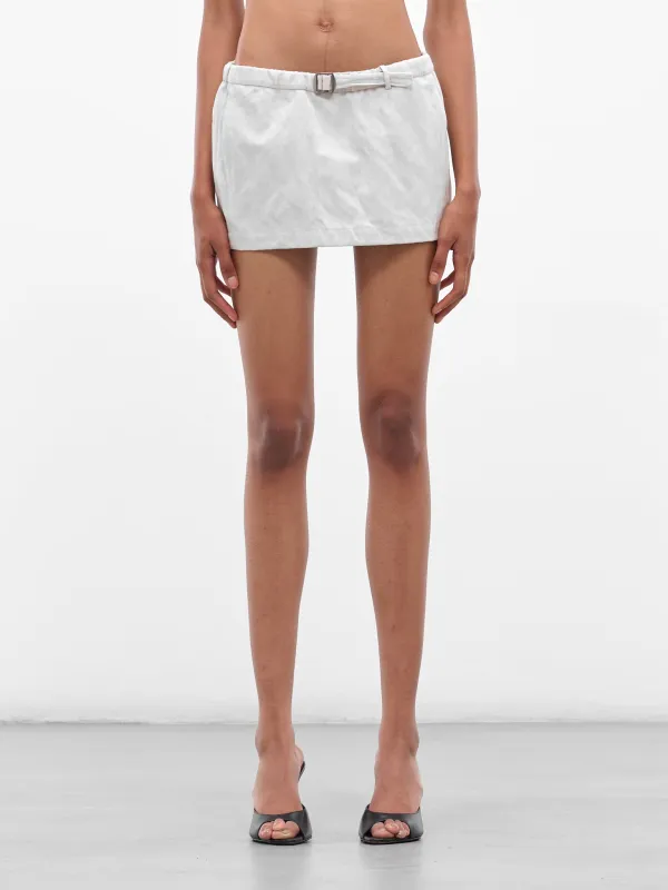 White Crushed Cotton Mini Skirt (25024240-CLOUD) sold by lorenzo