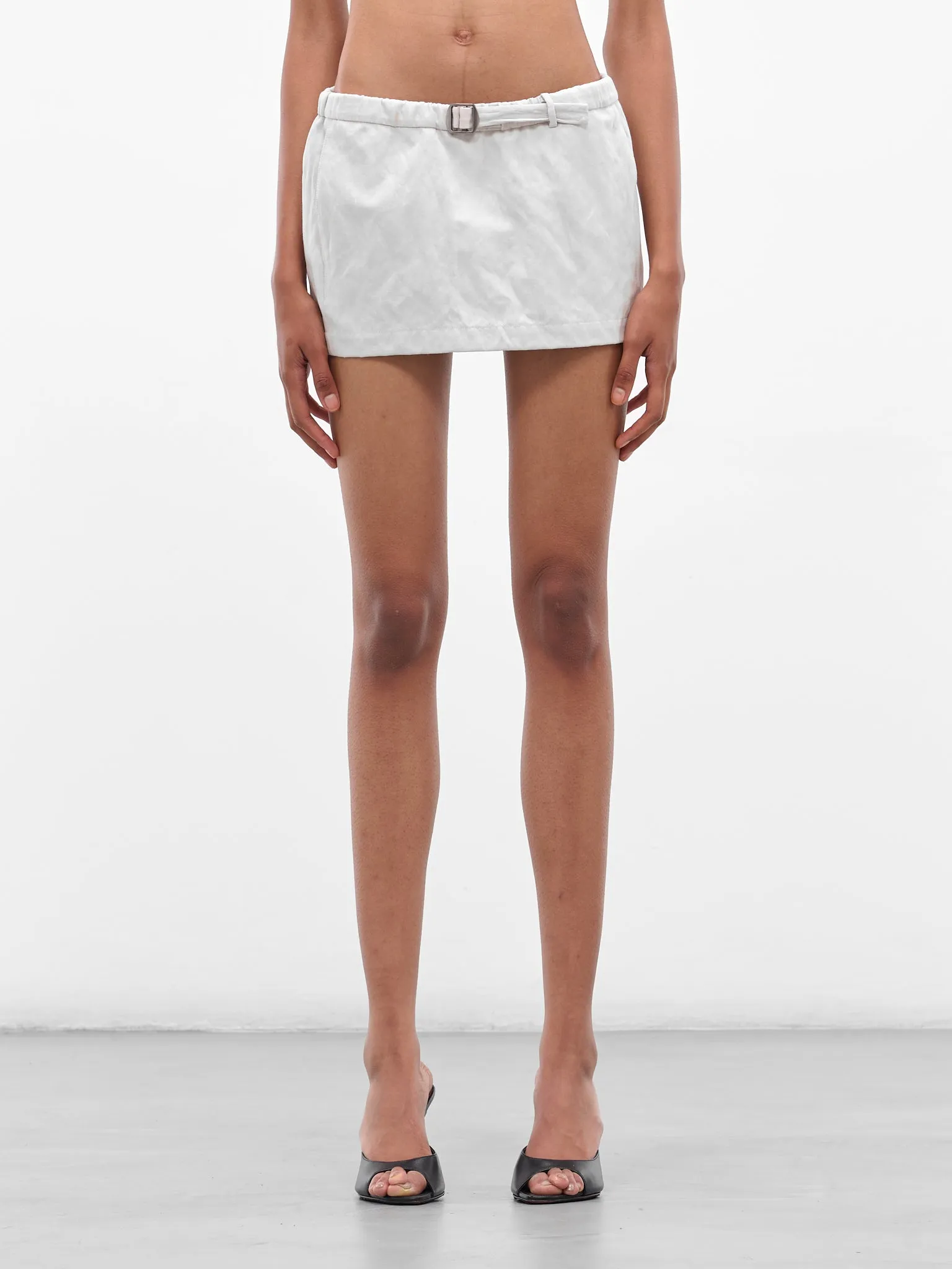 White Crushed Cotton Mini Skirt (25024240-CLOUD) sold by lorenzo