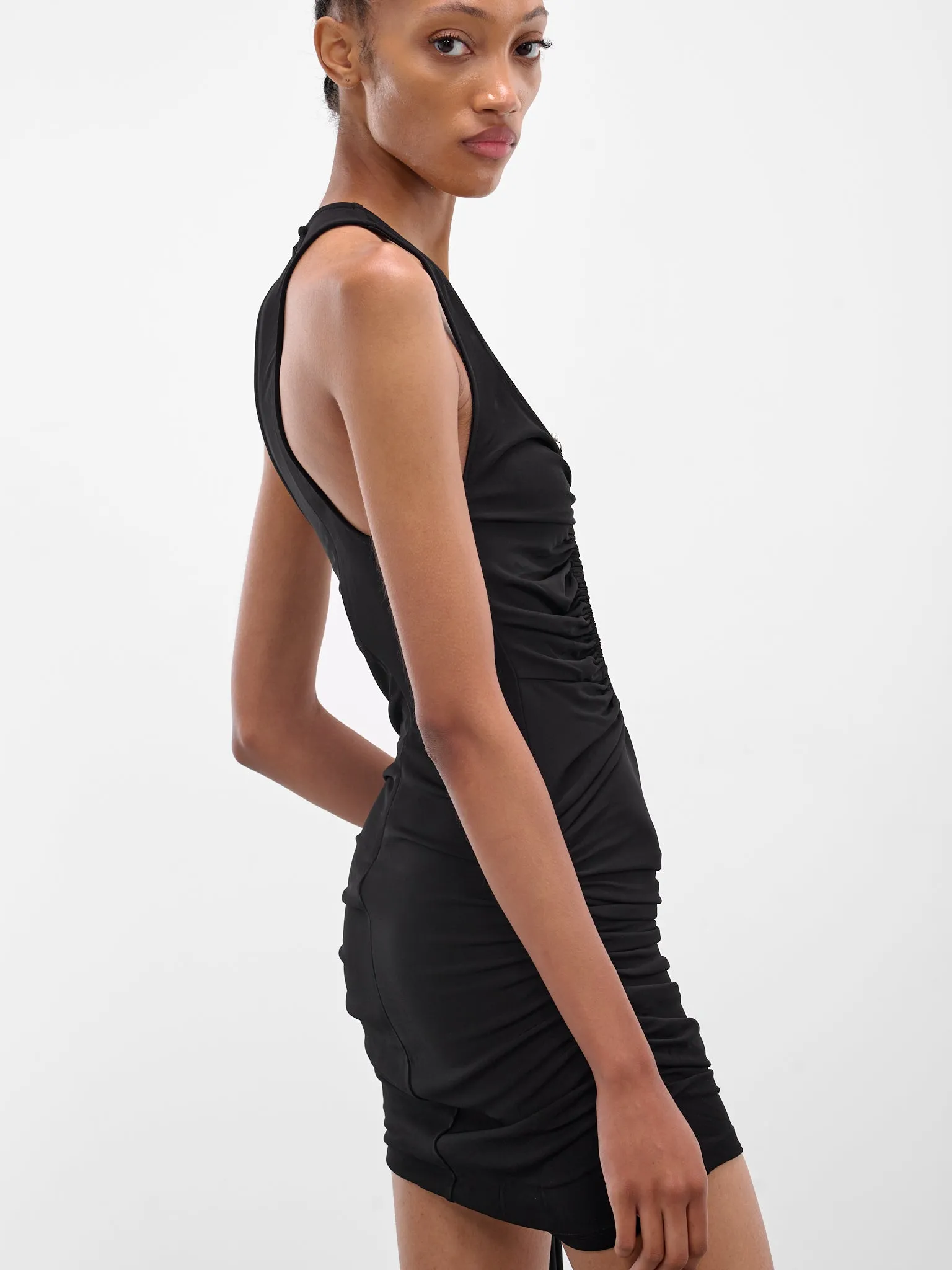 Black Salacia Ruched Mini Dress (25023308-BLACK) sold by lorenzo product image thumbnail 4