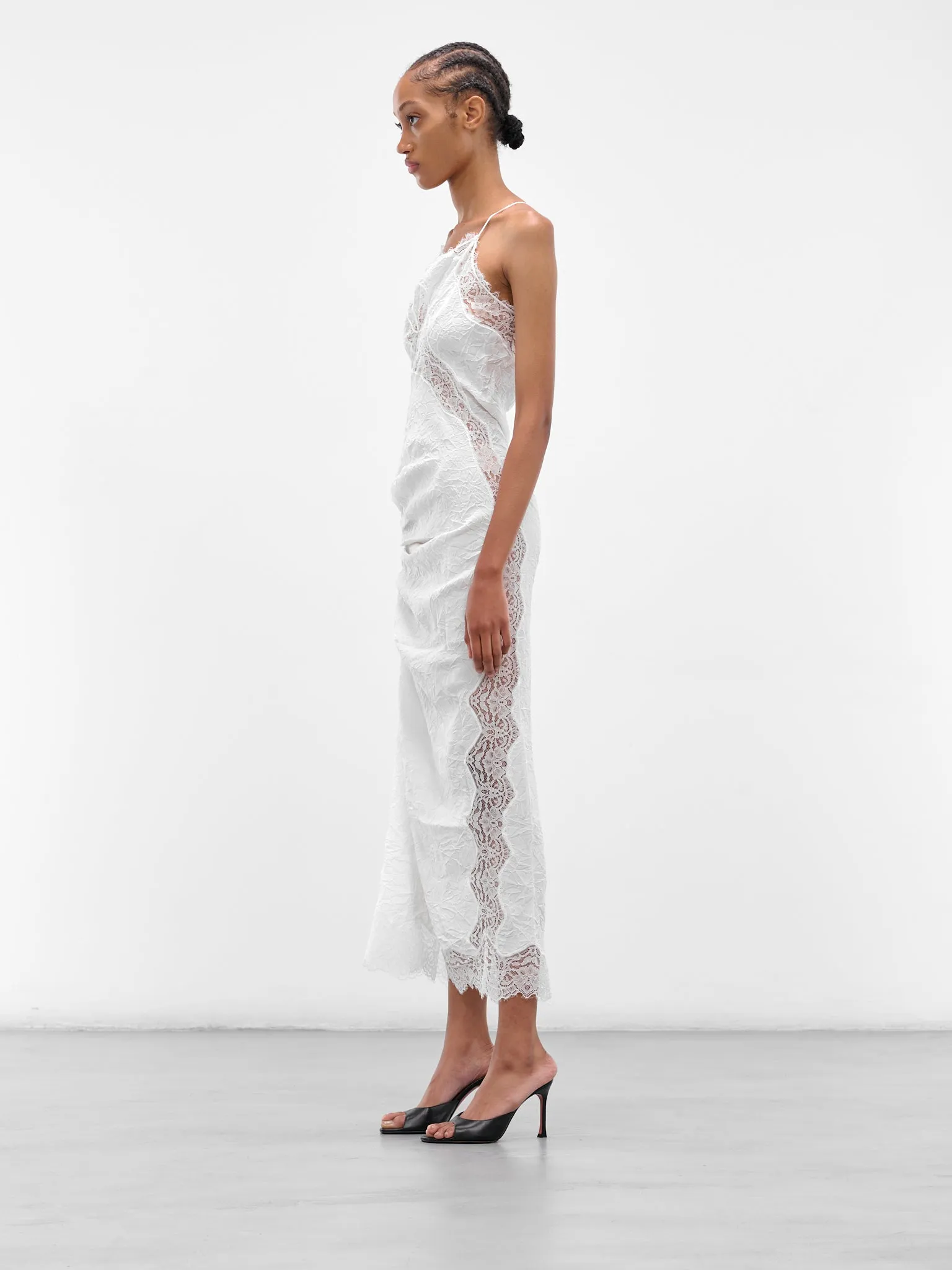 White Crimped Lace Cami Dress (25023286-WHITE) sold by lorenzo product image thumbnail 2