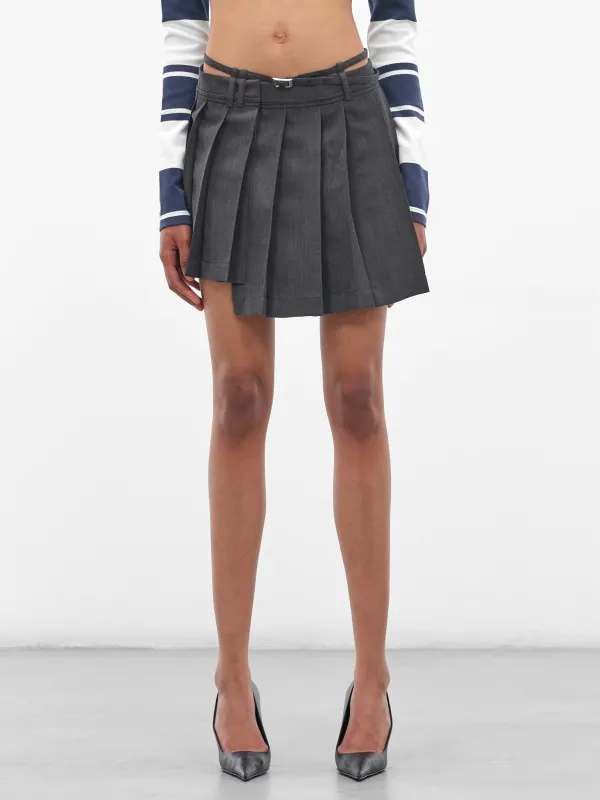 Grey Wool Pleated Mini Skirt (FN-WN-SKIT000715-DARK-GREY) sold by lorenzo