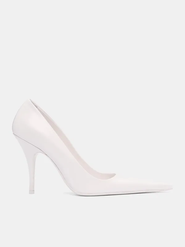 White Leather Sharp Pumps (WH76HE500W-WHITE) sold by lorenzo