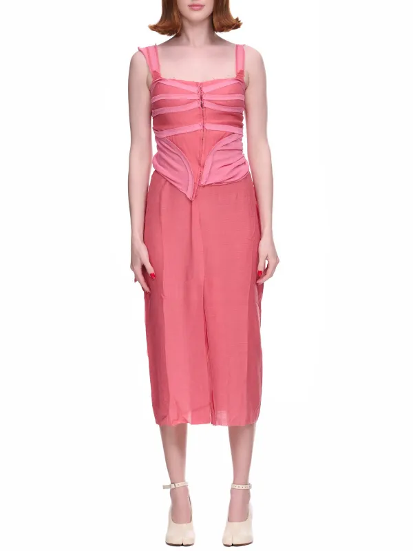 Deconstructed Corset Dress (DR09847372-0825-DEEP-PINK) sold by lorenzo