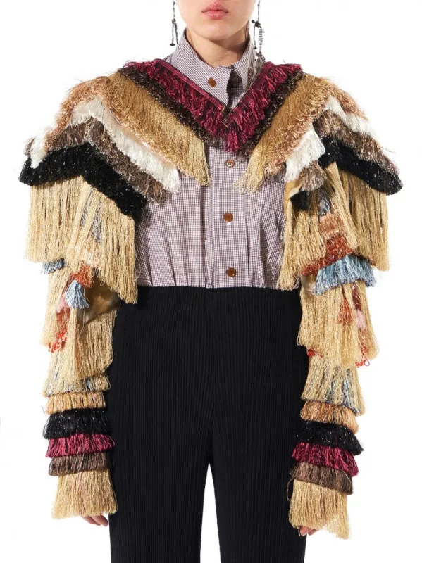 Tiered Fringe Jacket (S26AM0133-S47541-002F) sold by lorenzo