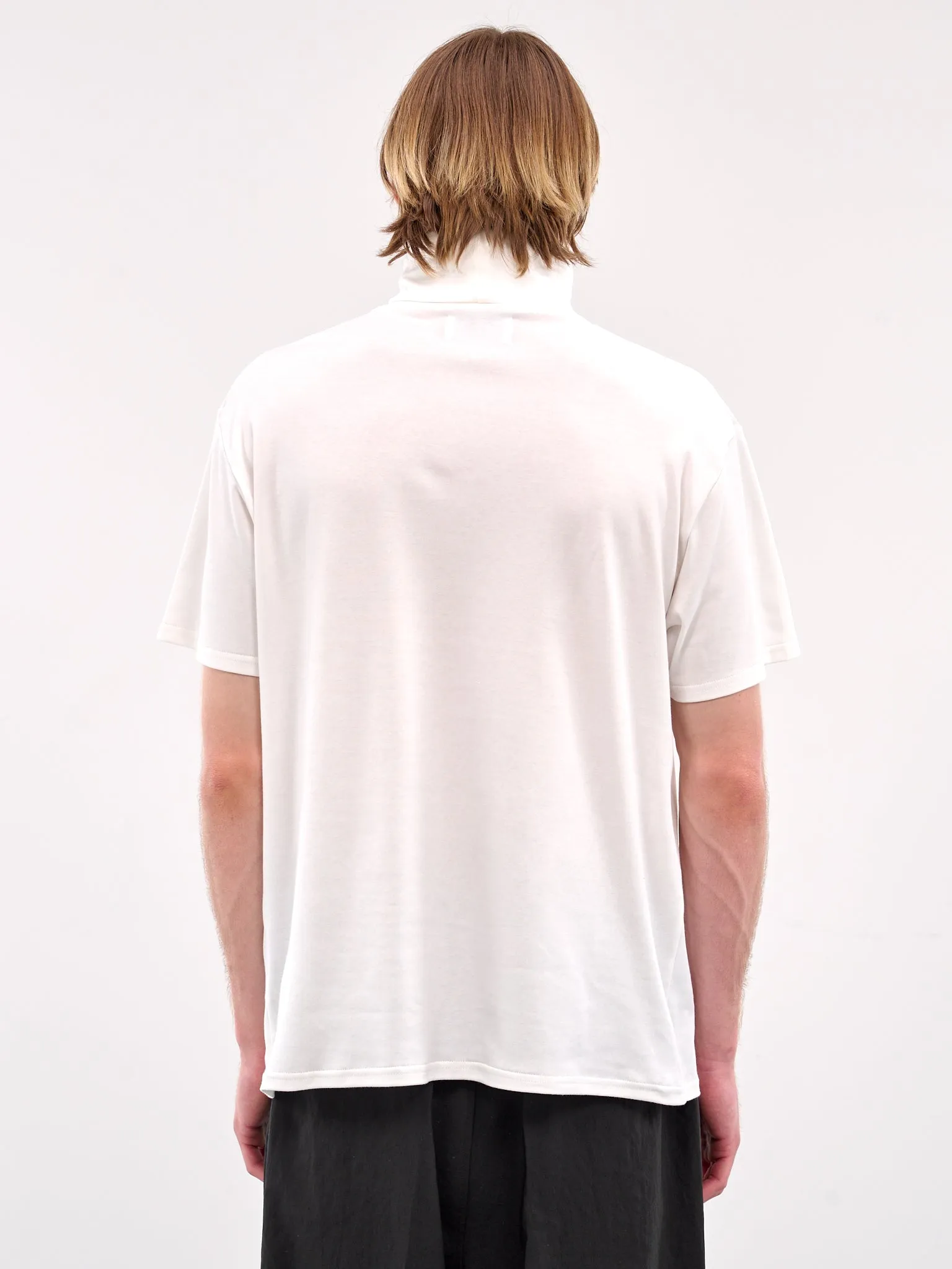White Turtleneck Short Sleeve Tee (RM251-033-WHITE)) sold by lorenzo product image thumbnail 3