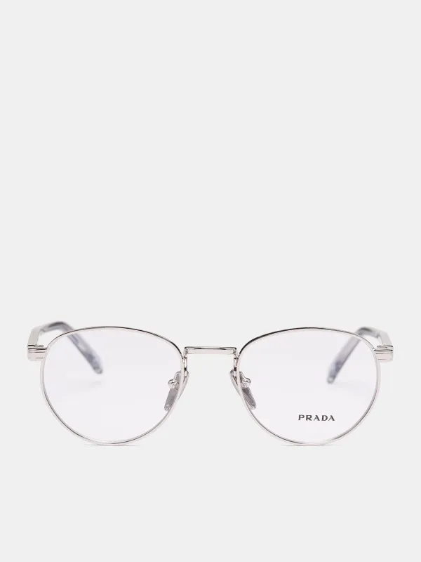 PR B52V Oval Metal Sunglasses (0PR-B52V-SILVER-W-DEMO-LENS) sold by lorenzo