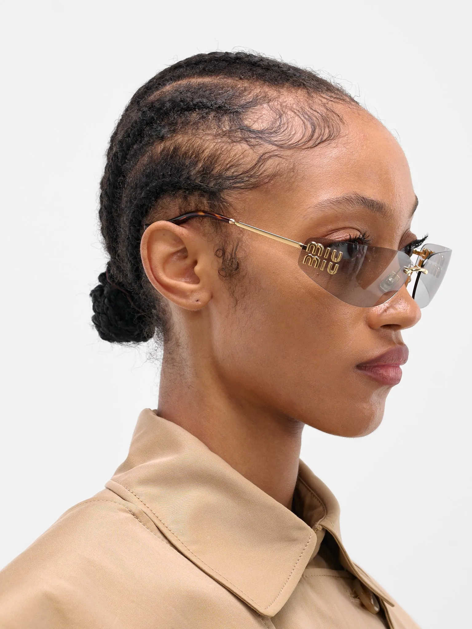 MU A51S Rimless Shield Sunglasses (0MU-A51S-GOLD-W-LIGHT-GREY) sold by lorenzo product image thumbnail 3