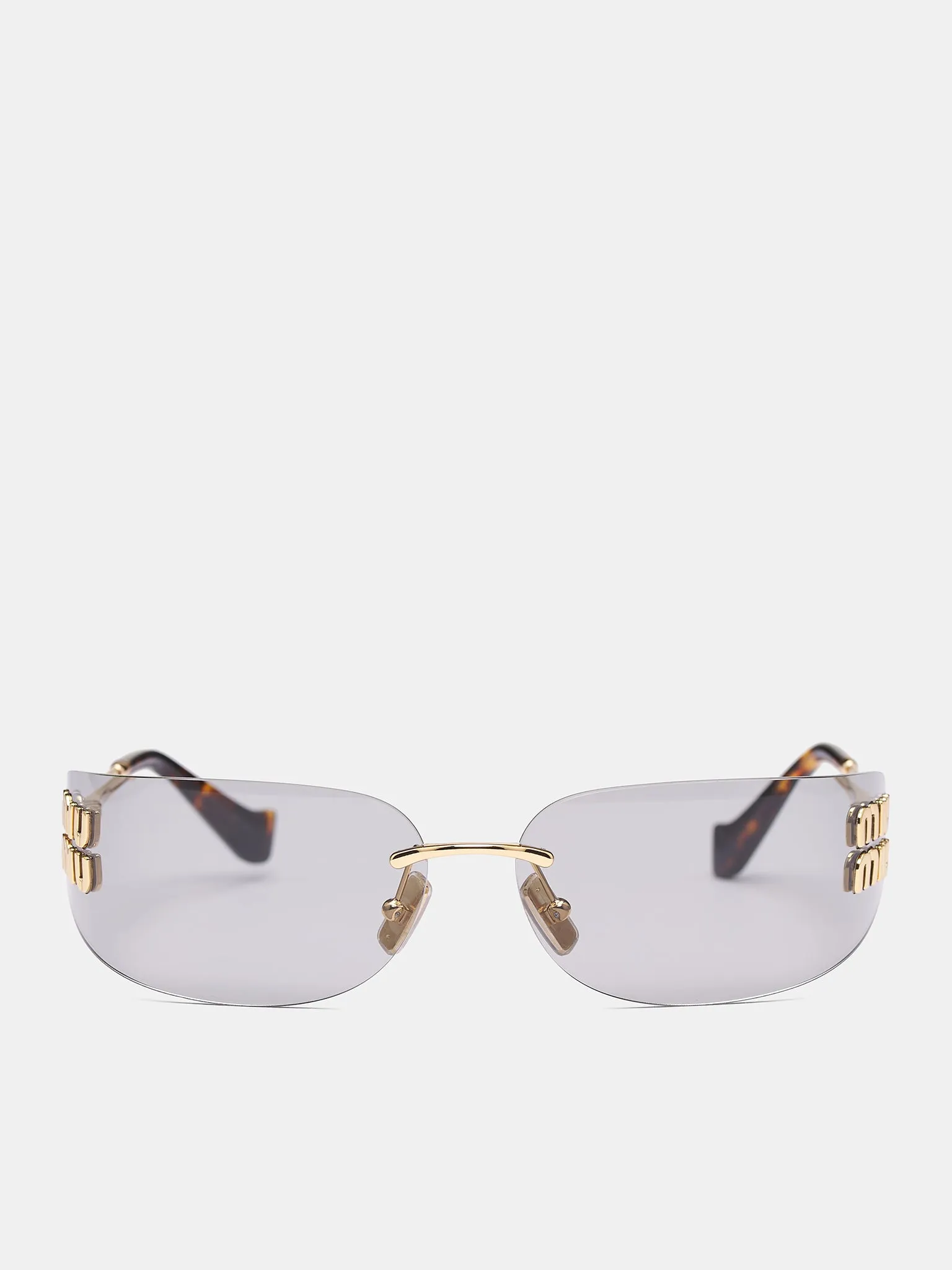 MU A51S Rimless Shield Sunglasses (0MU-A51S-GOLD-W-LIGHT-GREY) sold by lorenzo