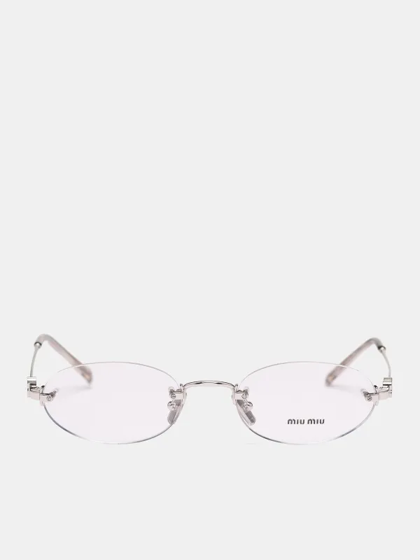 MU 53WV Metal Oval Glasses (0MU-53WV-SILVER-W-CLEAR) sold by lorenzo