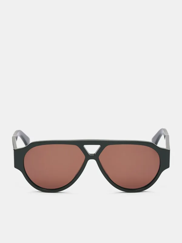Soft Aviator Sunglasses (810164V2Q30-3309-GREEN-BROWN) sold by lorenzo