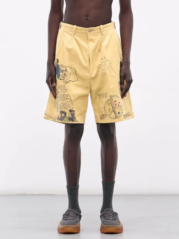 'Memorial Paint' Baggy Corduroy Shorts (K2502SP003-LYL-LIGHT-YELLOW) sold by lorenzo