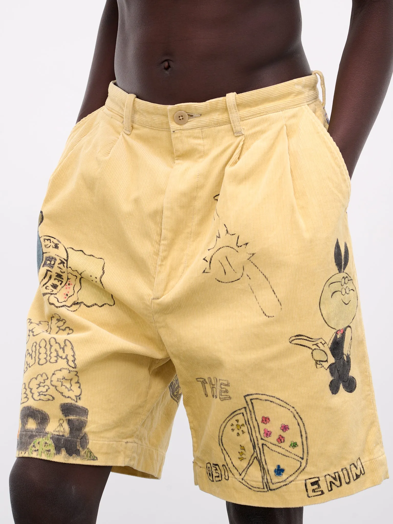 'Memorial Paint' Baggy Corduroy Shorts (K2502SP003-LYL-LIGHT-YELLOW) sold by lorenzo product image thumbnail 4