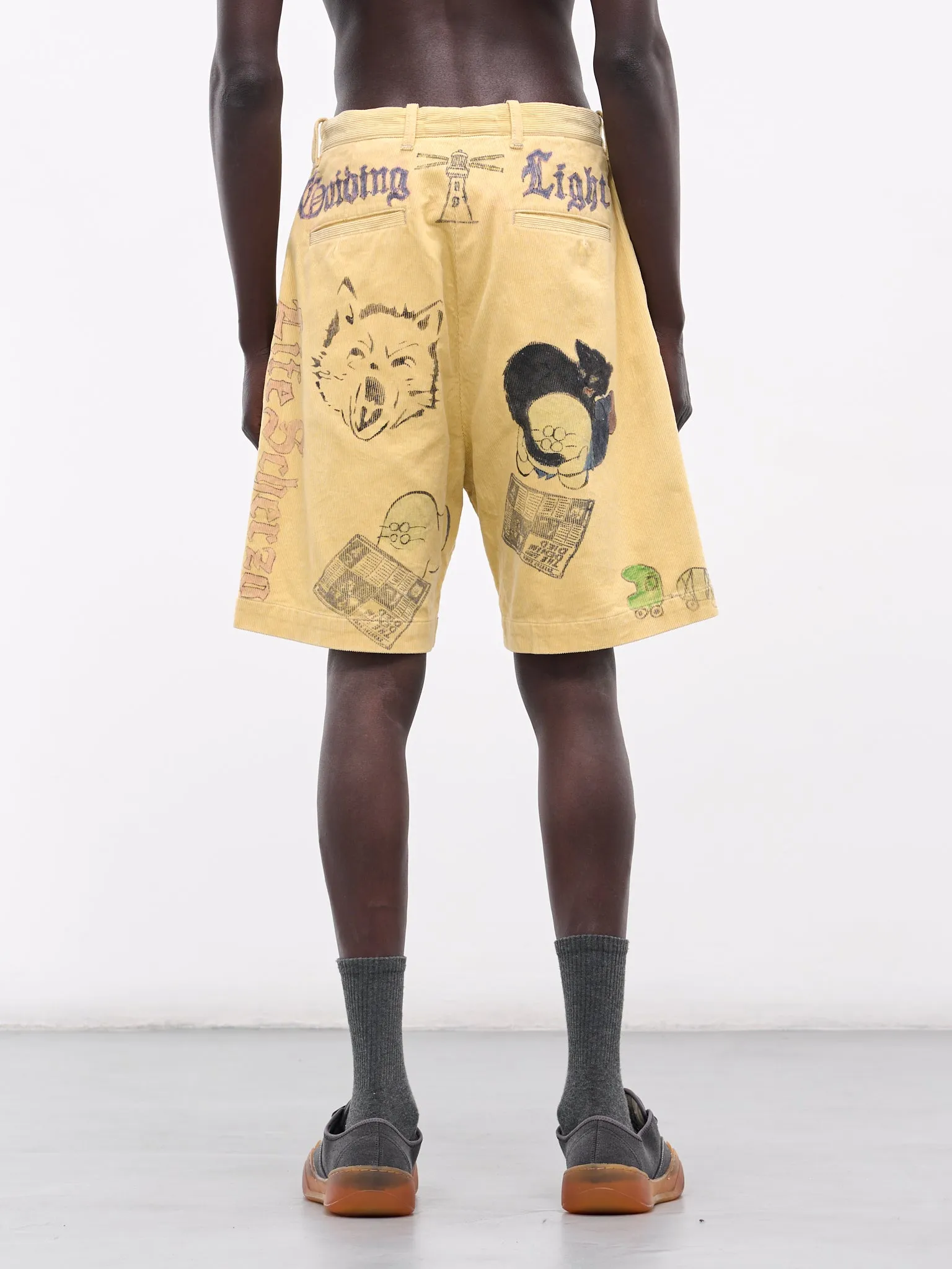 'Memorial Paint' Baggy Corduroy Shorts (K2502SP003-LYL-LIGHT-YELLOW) sold by lorenzo product image thumbnail 3