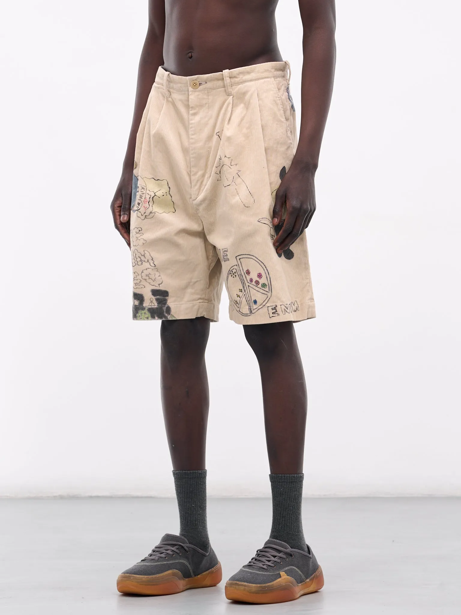 'Memorial Paint' Baggy Corduroy Shorts (K2502SP003-BE-BEIGE) sold by lorenzo product image thumbnail 2