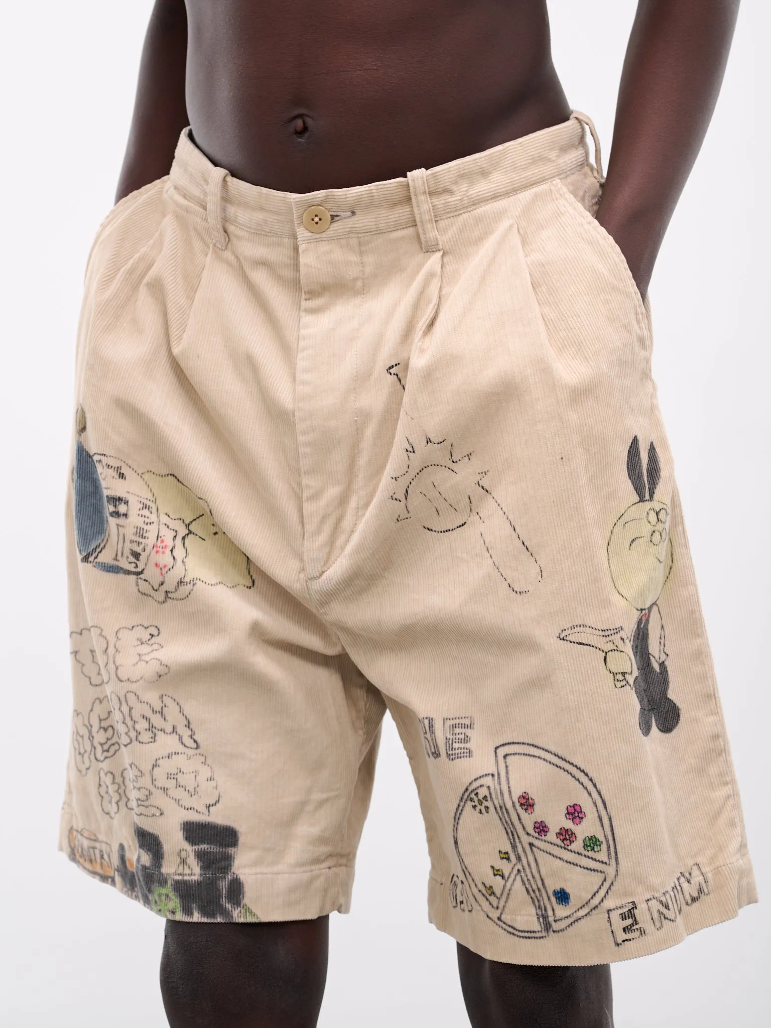 'Memorial Paint' Baggy Corduroy Shorts (K2502SP003-BE-BEIGE) sold by lorenzo product image thumbnail 4