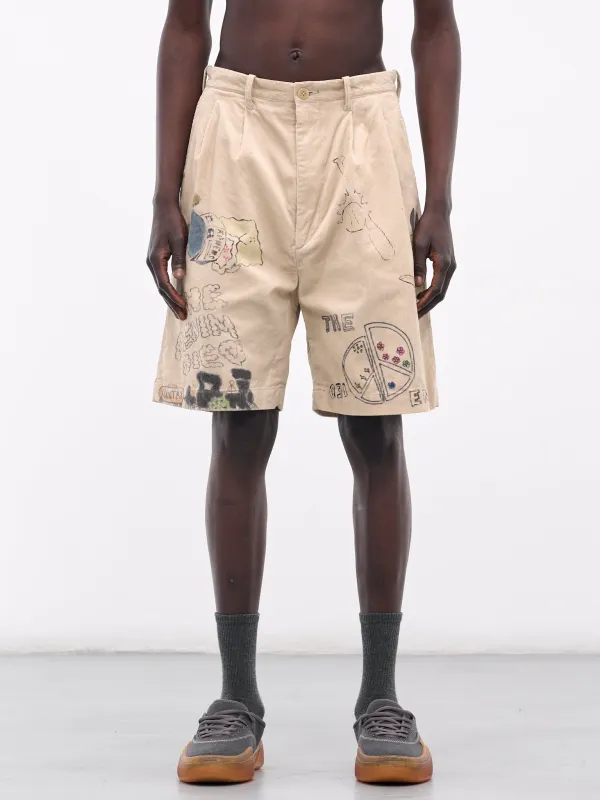 'Memorial Paint' Baggy Corduroy Shorts (K2502SP003-BE-BEIGE) sold by lorenzo