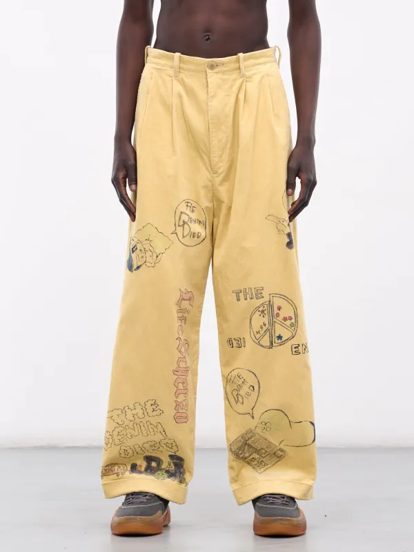'Memorial Paint' Baggy Corduroy Trousers (K2502LP004-LYL-LIGHT-YELLOW) sold by lorenzo