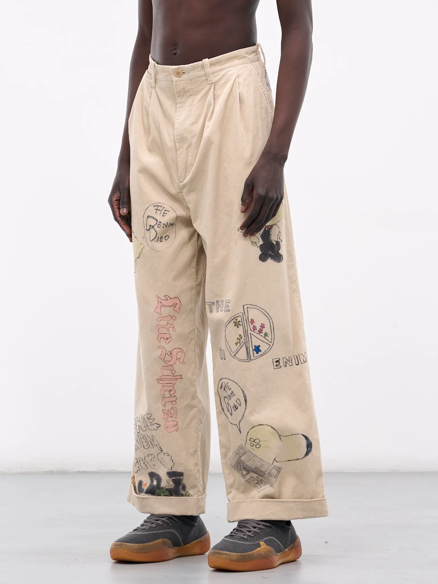 'Memorial Paint' Baggy Corduroy Trousers (K2502LP004-BE-BEIGE) sold by lorenzo product image thumbnail 2