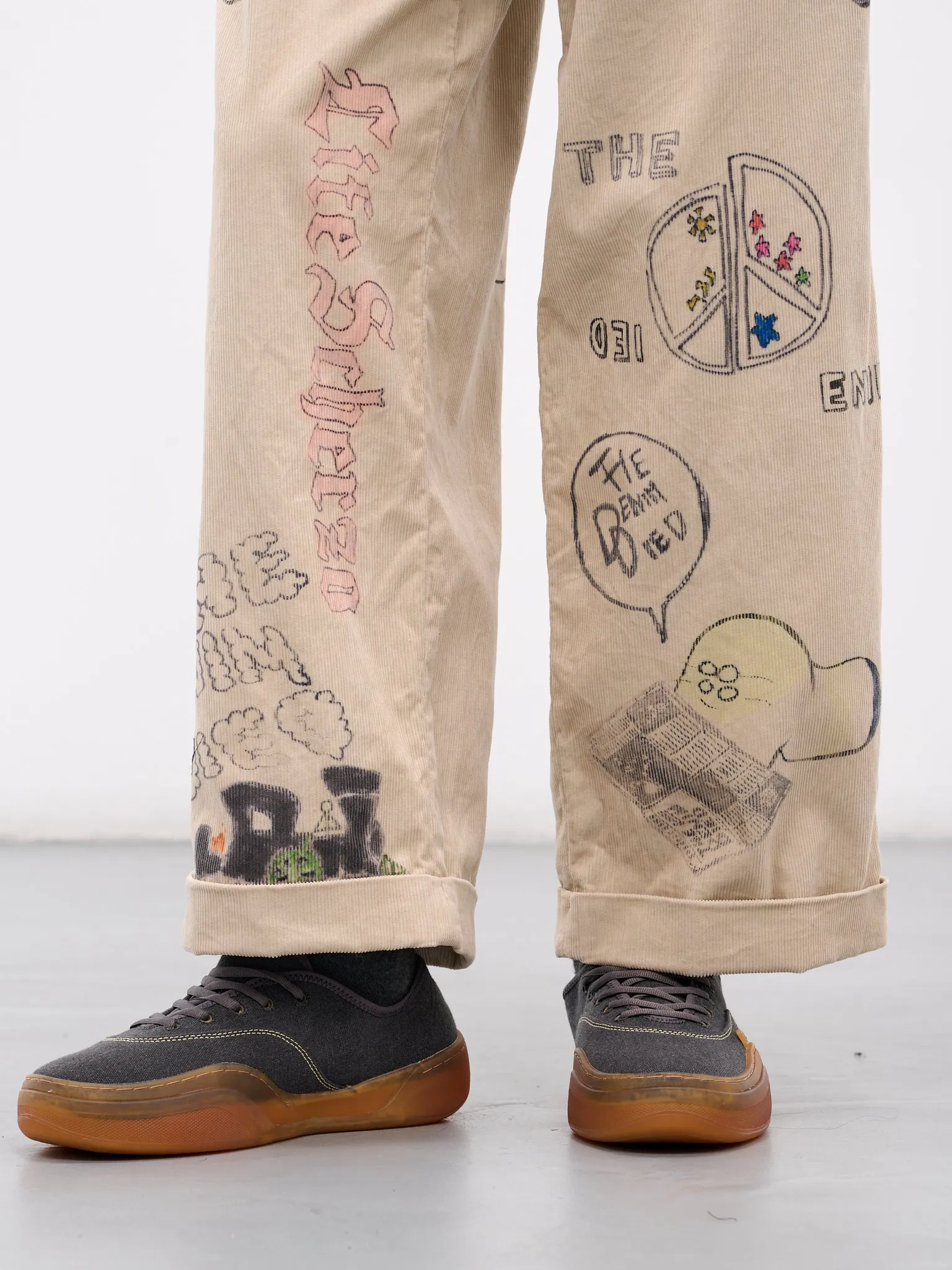 'Memorial Paint' Baggy Corduroy Trousers (K2502LP004-BE-BEIGE) sold by lorenzo product image thumbnail 4