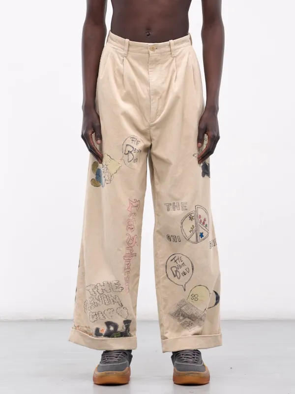 'Memorial Paint' Baggy Corduroy Trousers (K2502LP004-BE-BEIGE) sold by lorenzo