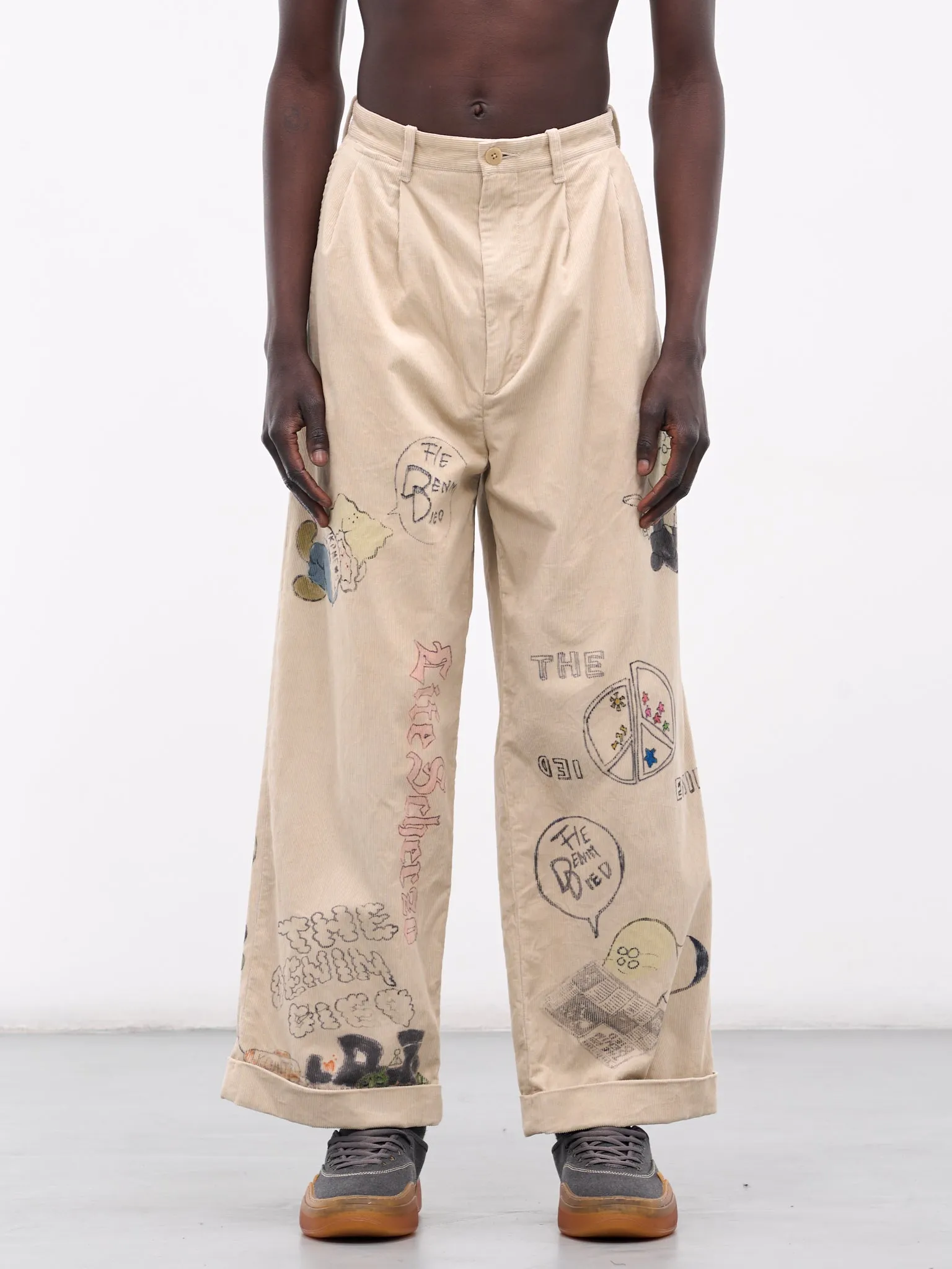 'Memorial Paint' Baggy Corduroy Trousers (K2502LP004-BE-BEIGE) sold by lorenzo