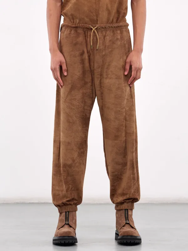 Brown Suede Elasticized Joggers (ARP2508-CAMEL-SUEDE) sold by lorenzo