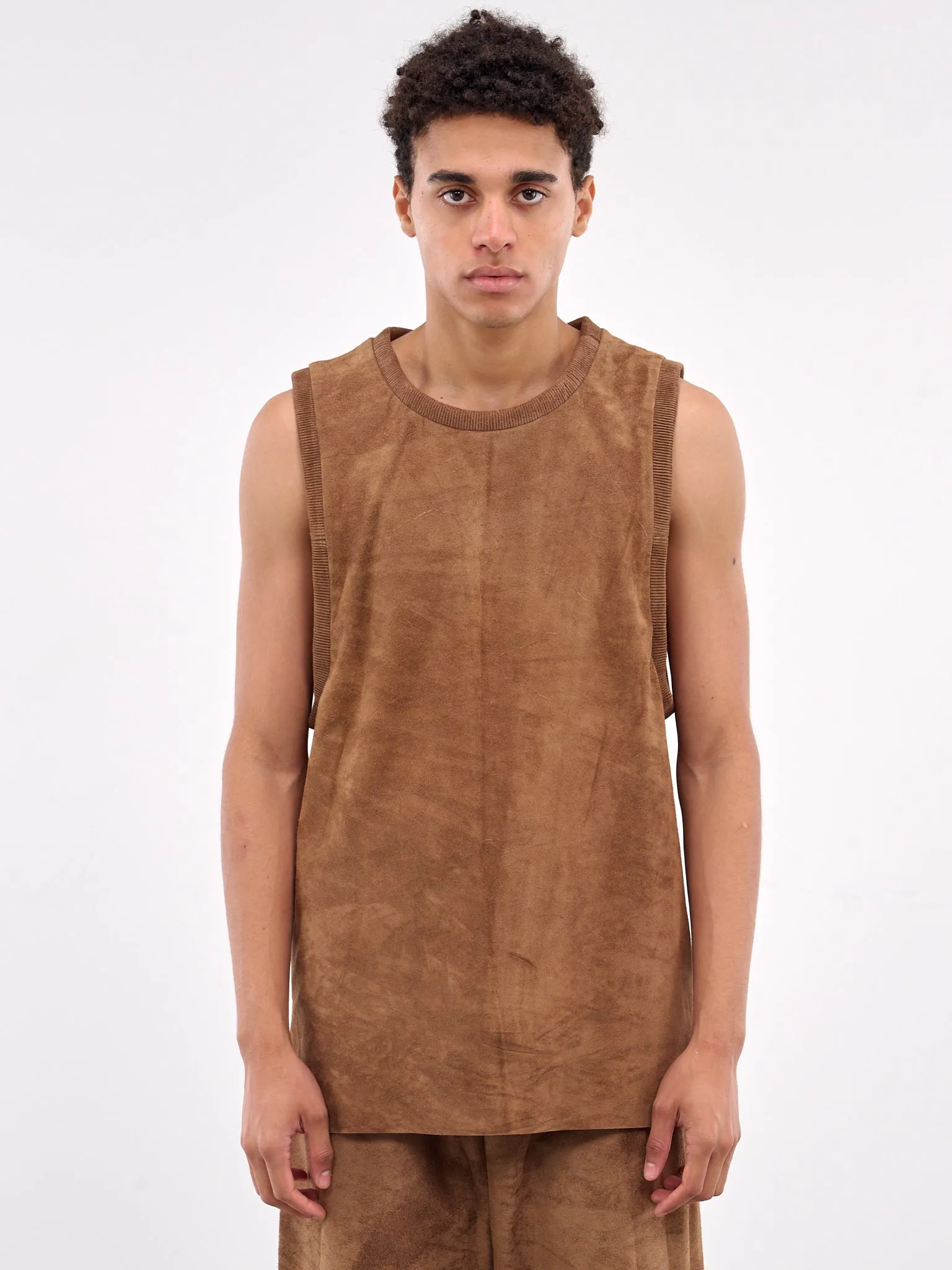 Brown Suede Tank Top (ART2513-CAMEL-SUEDE) sold by lorenzo