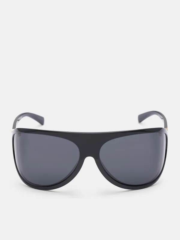 MU A01S Shield Sunglasses (0MU-A01S-BLACK-DARK-GREY) sold by lorenzo