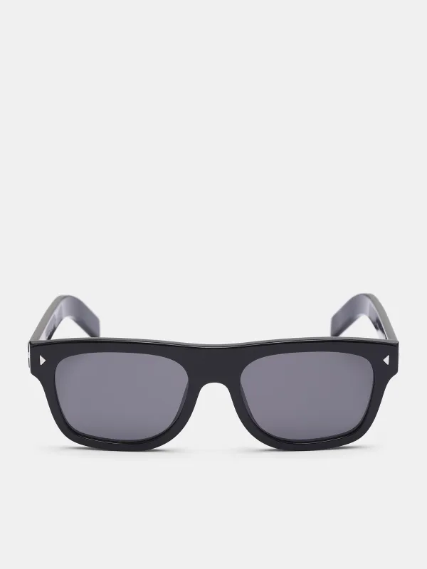 PR B12S Rectangular Sunglasses (0PR-B12S-BLACK-DARK-GREY) sold by lorenzo