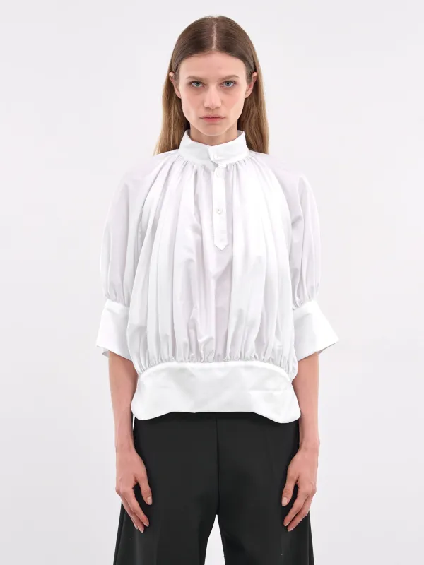 Shirred Cotton Blouse (3O-B019-S25-WHITE) sold by lorenzo