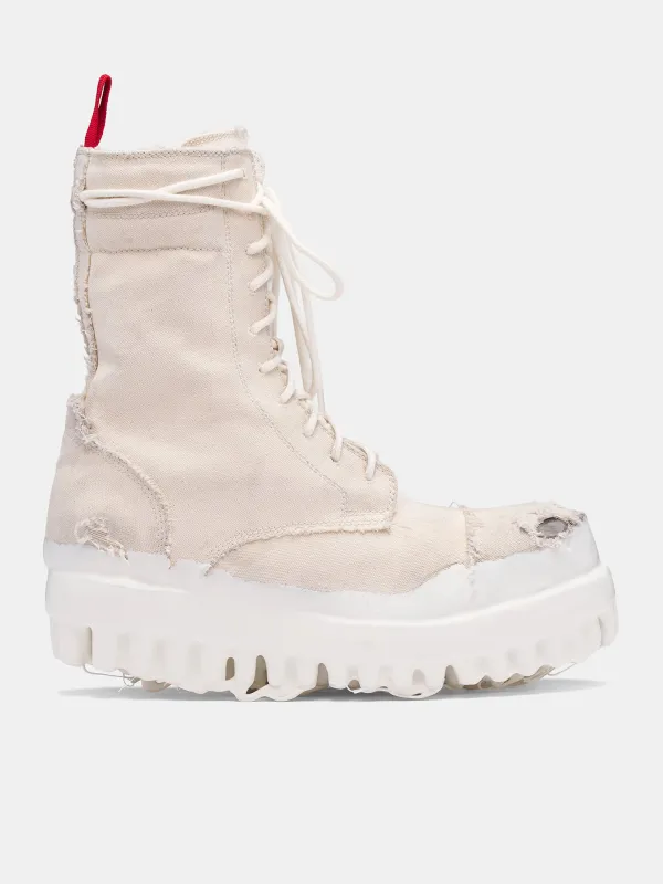 Canvas Miner Boots (FF5SMQ61AP-TE002-OFF-WHITE-WAX) sold by lorenzo